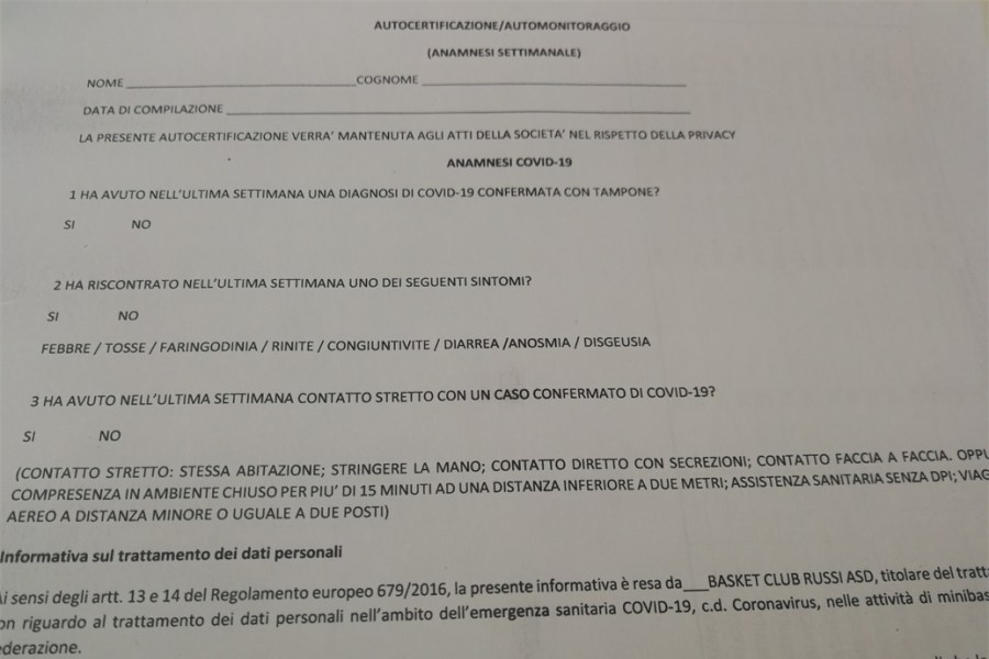AUTOCERTIFICAZIONE SETTIMANALE DA GENNAIO 2021